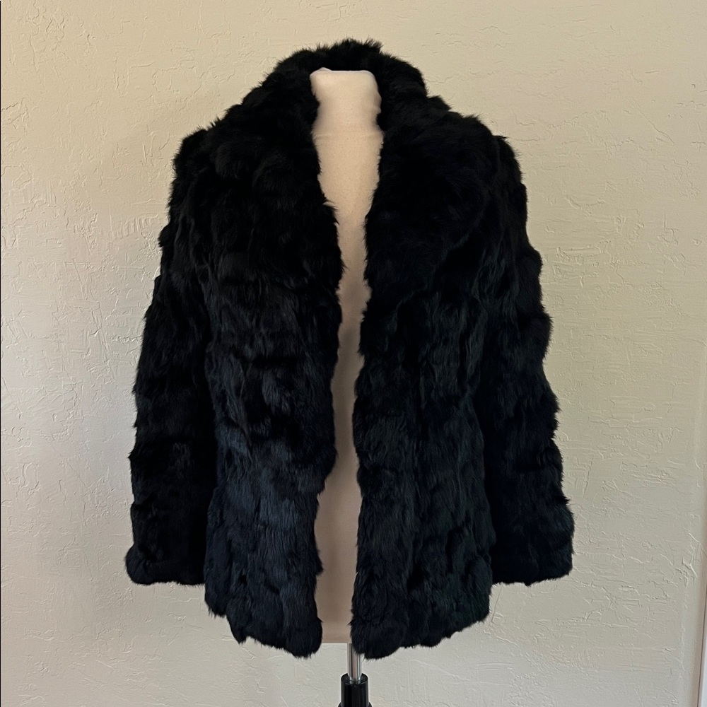 Vintage Black Rabbit Fur jacket
